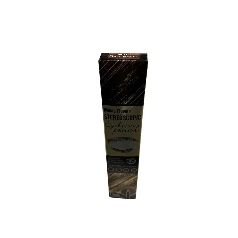 Music Flower‎ Stereoscopic Eyebrow Pencil NO01 Dark Brown Waterproof NIB